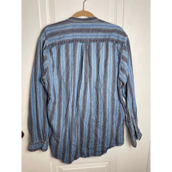 Vintage Hunt Club Vertical Stripe Button‑Down Size Large Western Denim Shirt - Picture 5 of 10